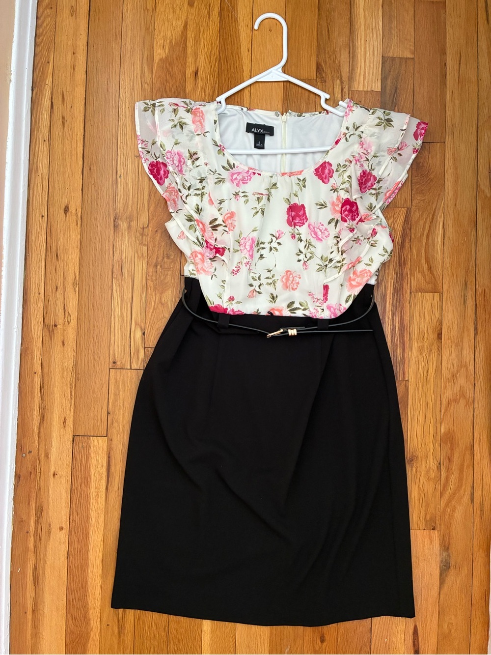 Alyx Cream Dress Floral top with Black Skirt one- piece